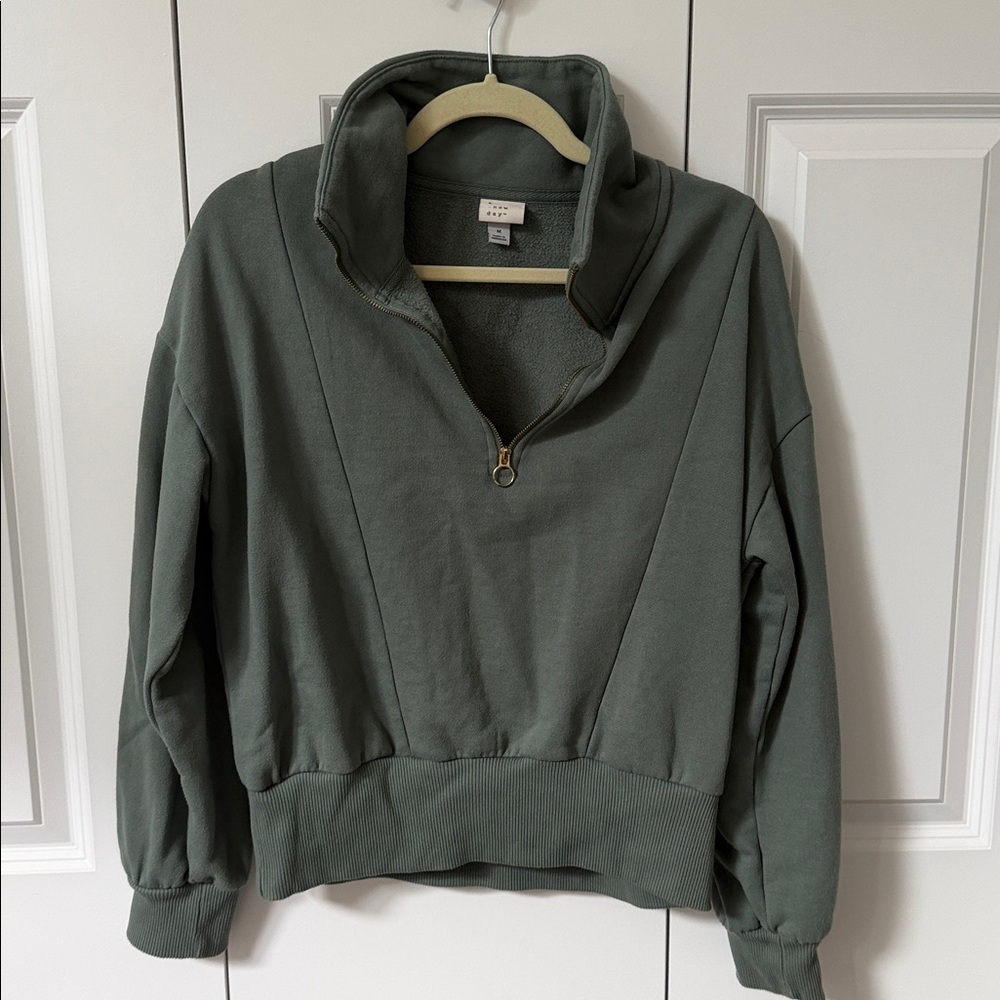 A New Day Sage Green Pullover with gold hardware in size medium